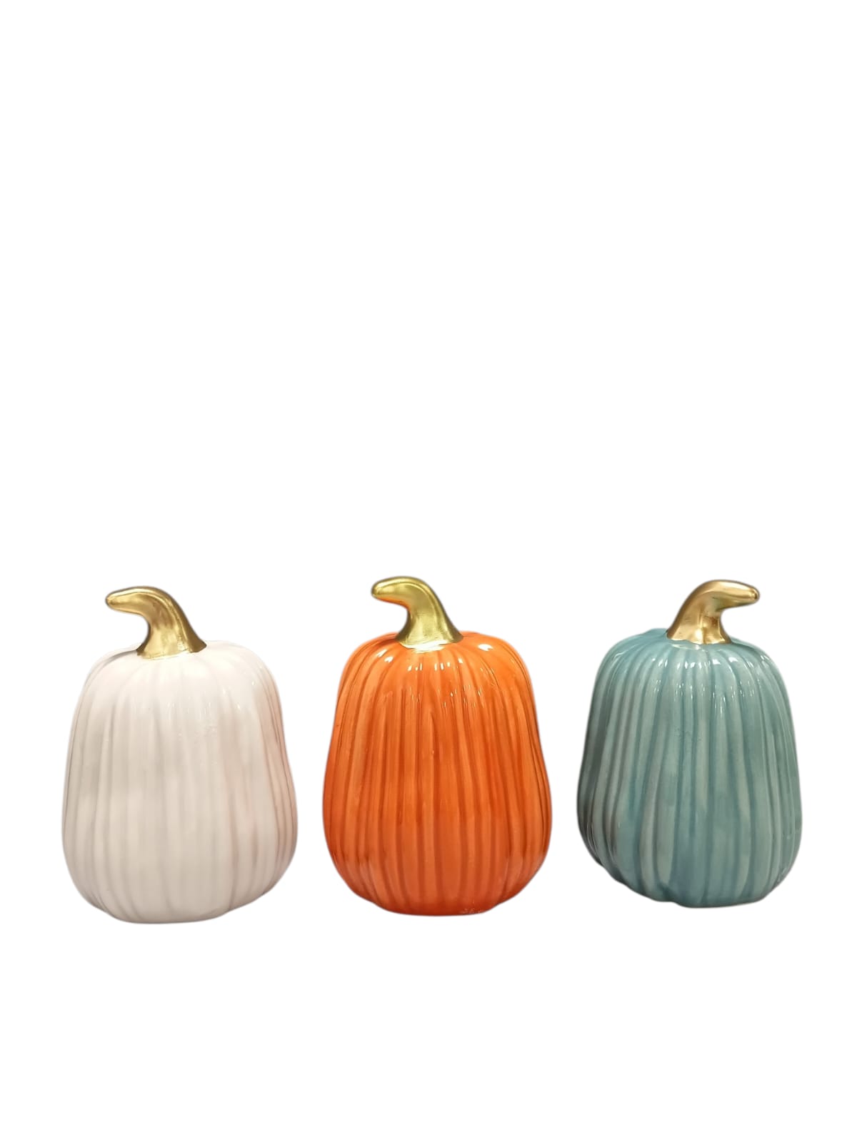 Otoño - Calabazas Decorativas en Cerámica con Acabado Brillante (3 Colores)
