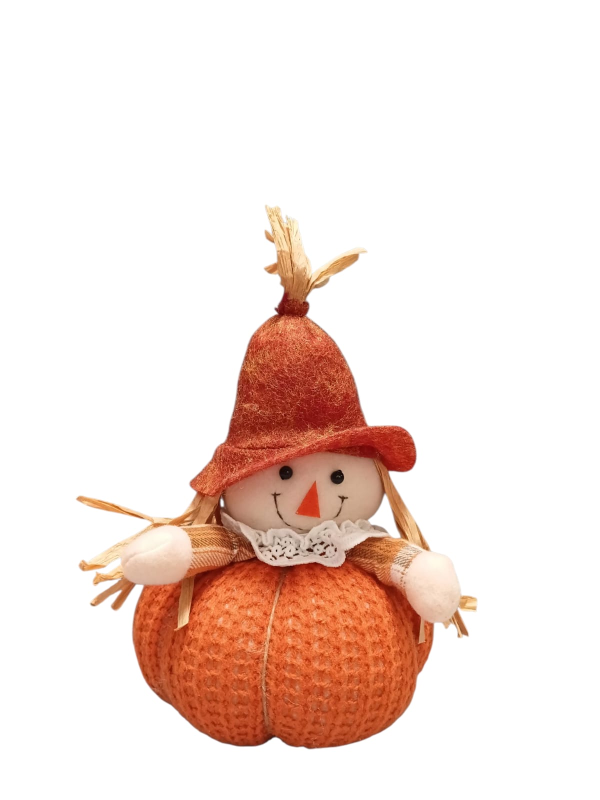 Otoño - Espantapájaros Decorativo sobre Calabaza