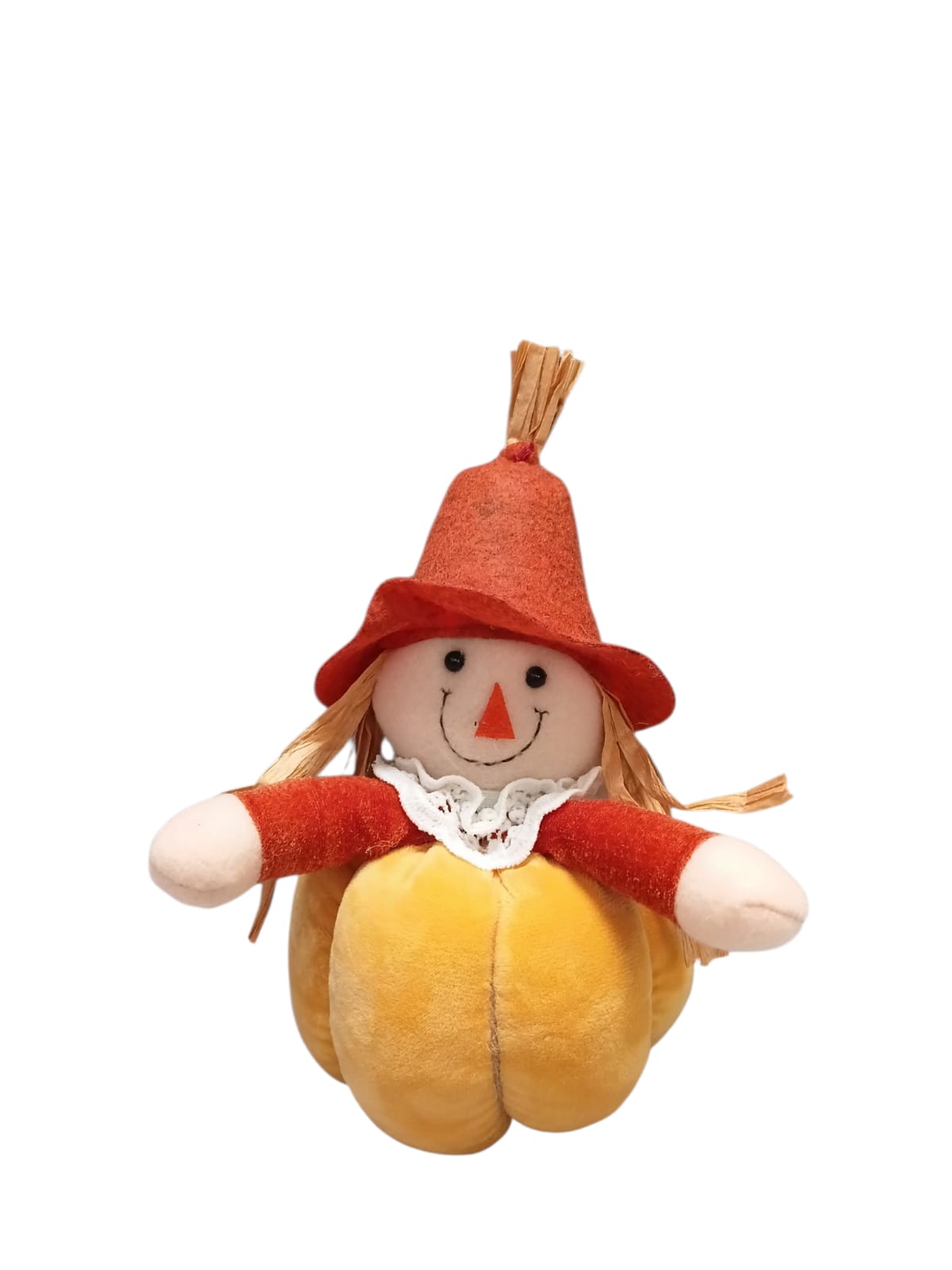 Otoño - Espantapájaros Decorativo sobre Calabaza