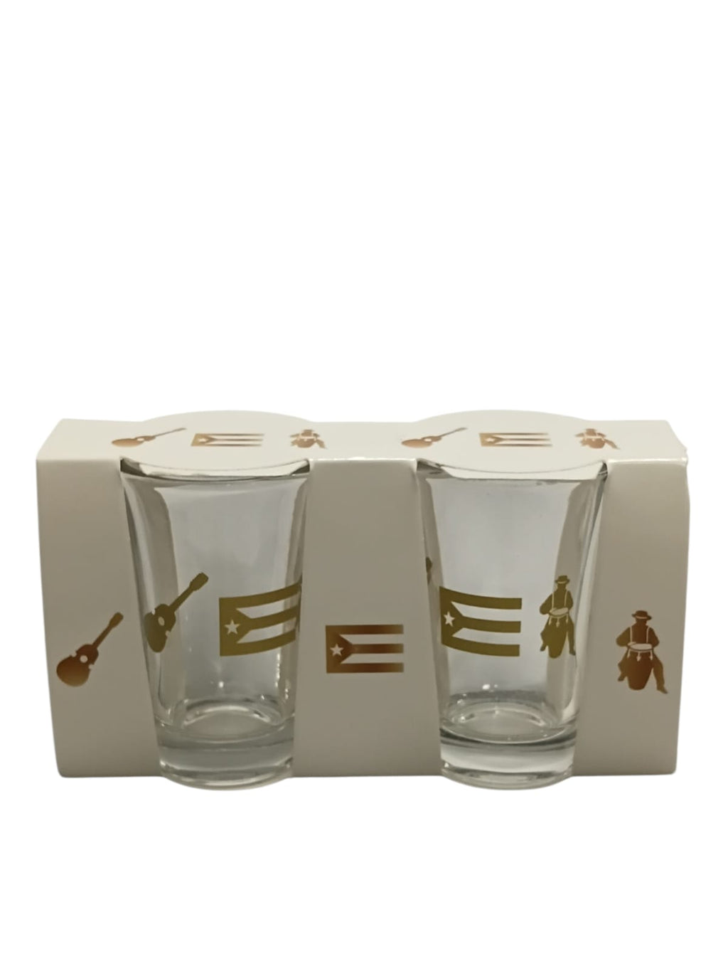 Souvenir - Puerto Rico 2 PC Shot Glass | Gold Design