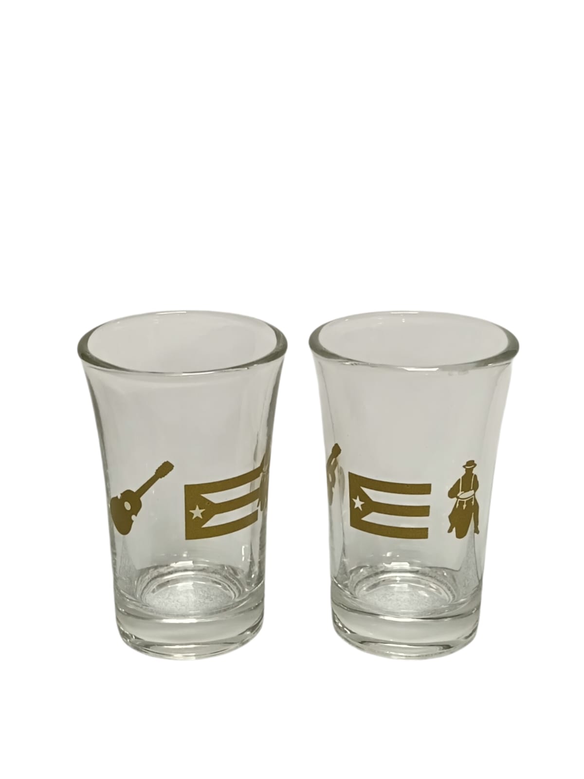 Souvenir - Puerto Rico 2 PC Shot Glass | Gold Design