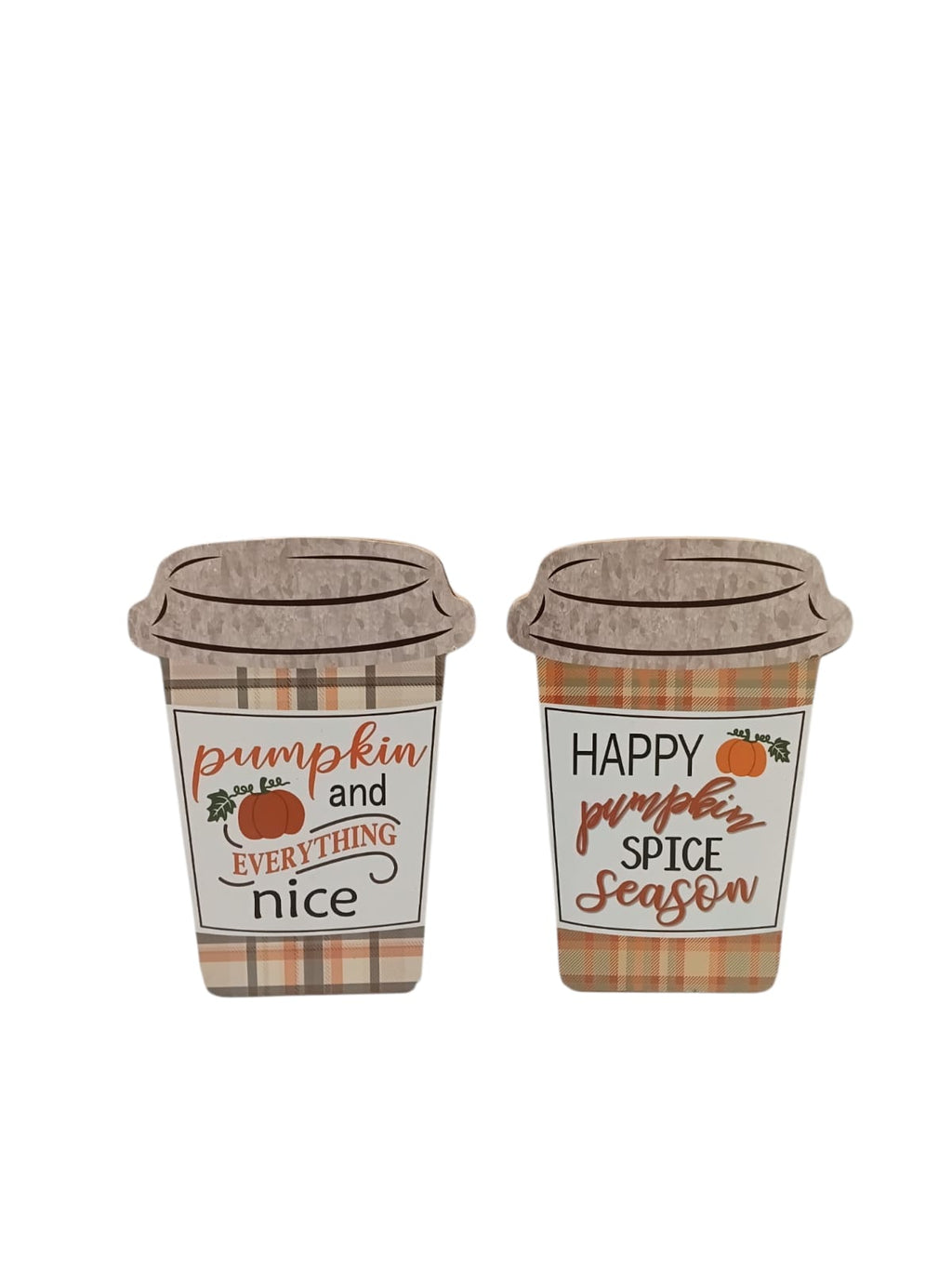 Otoño - Coffee Cups Wood Table Decor | 2 Styles, 3.9" x 5.5"