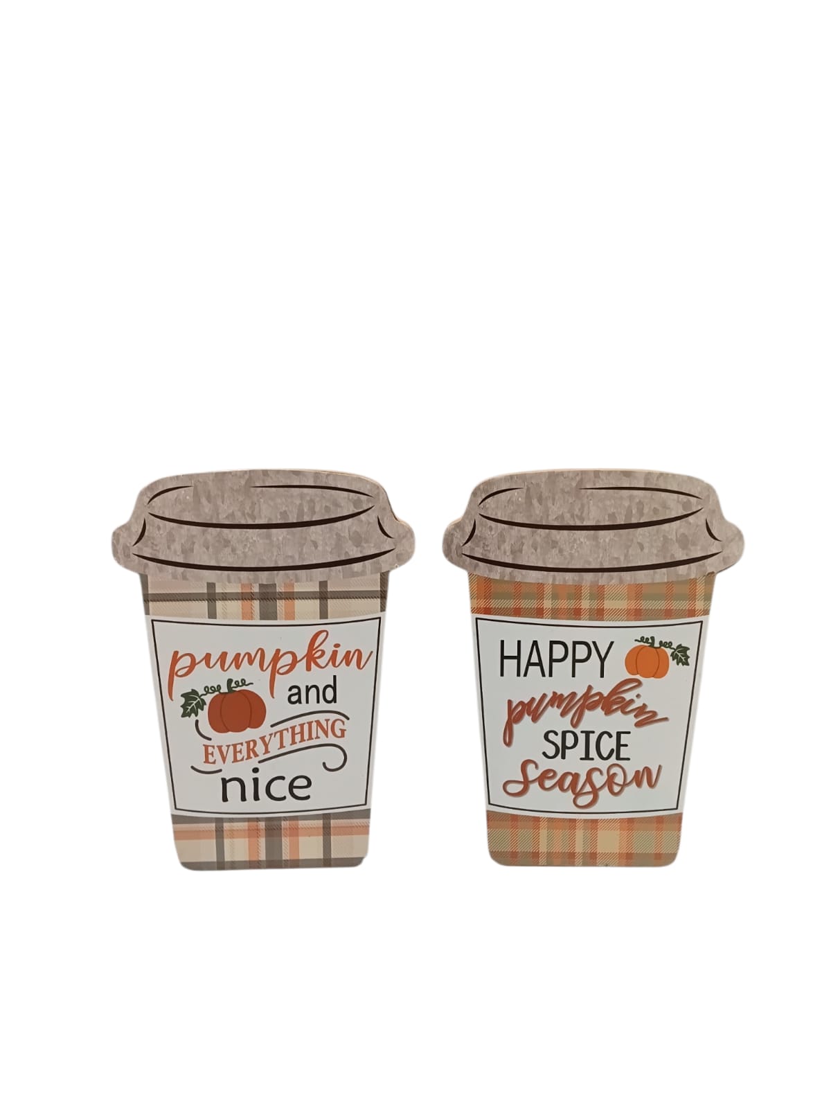 Otoño - Coffee Cups Wood Table Decor | 2 Styles, 3.9" x 5.5"