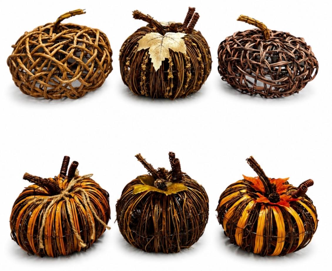 Otoño - Calabazas Rústicas Decorativas | 8" x 7"