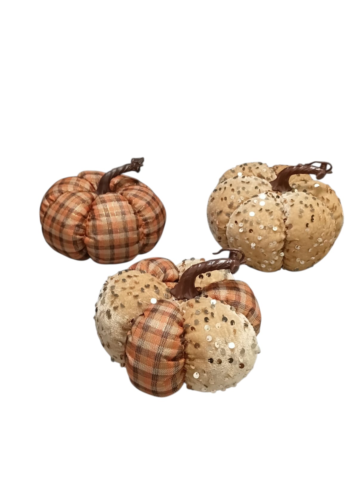 Otoño - Calabaza Decorativa de Tela Vintage Plaid | 3 Estilos