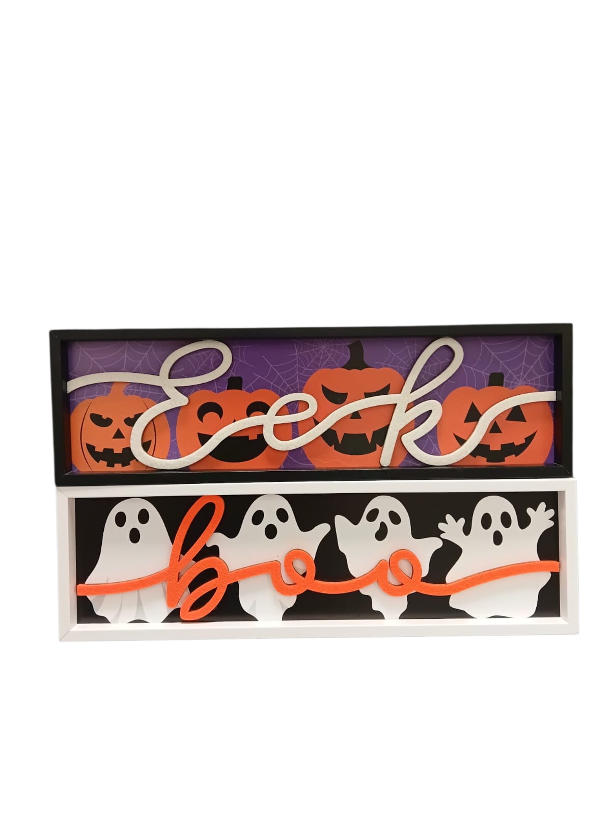 Halloween - Placa de Madera Horizontal “BOO” & “EEK”