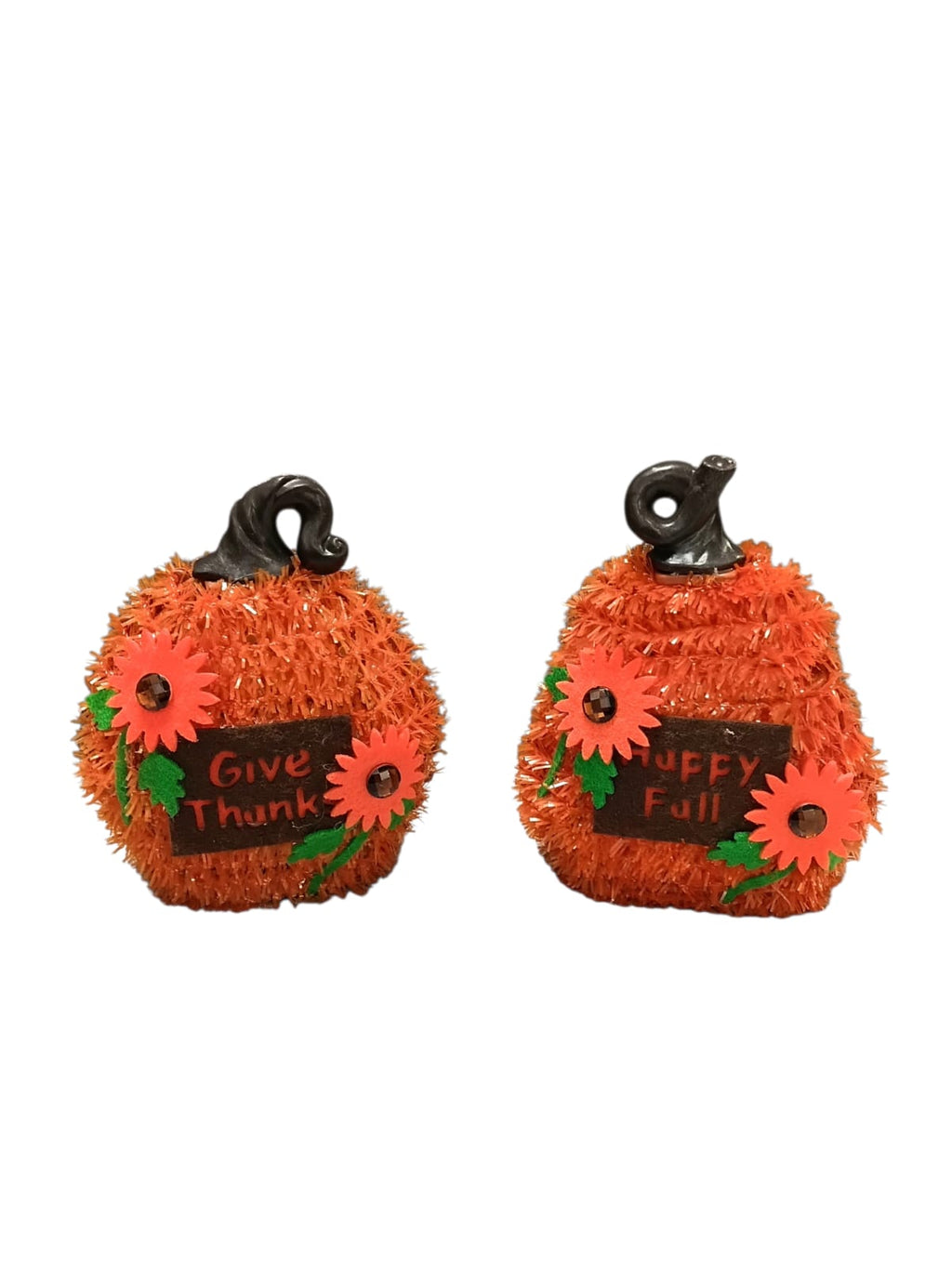 Otoño - Tinsel 3D Pumpkin | 2 Styles 4" x 5"