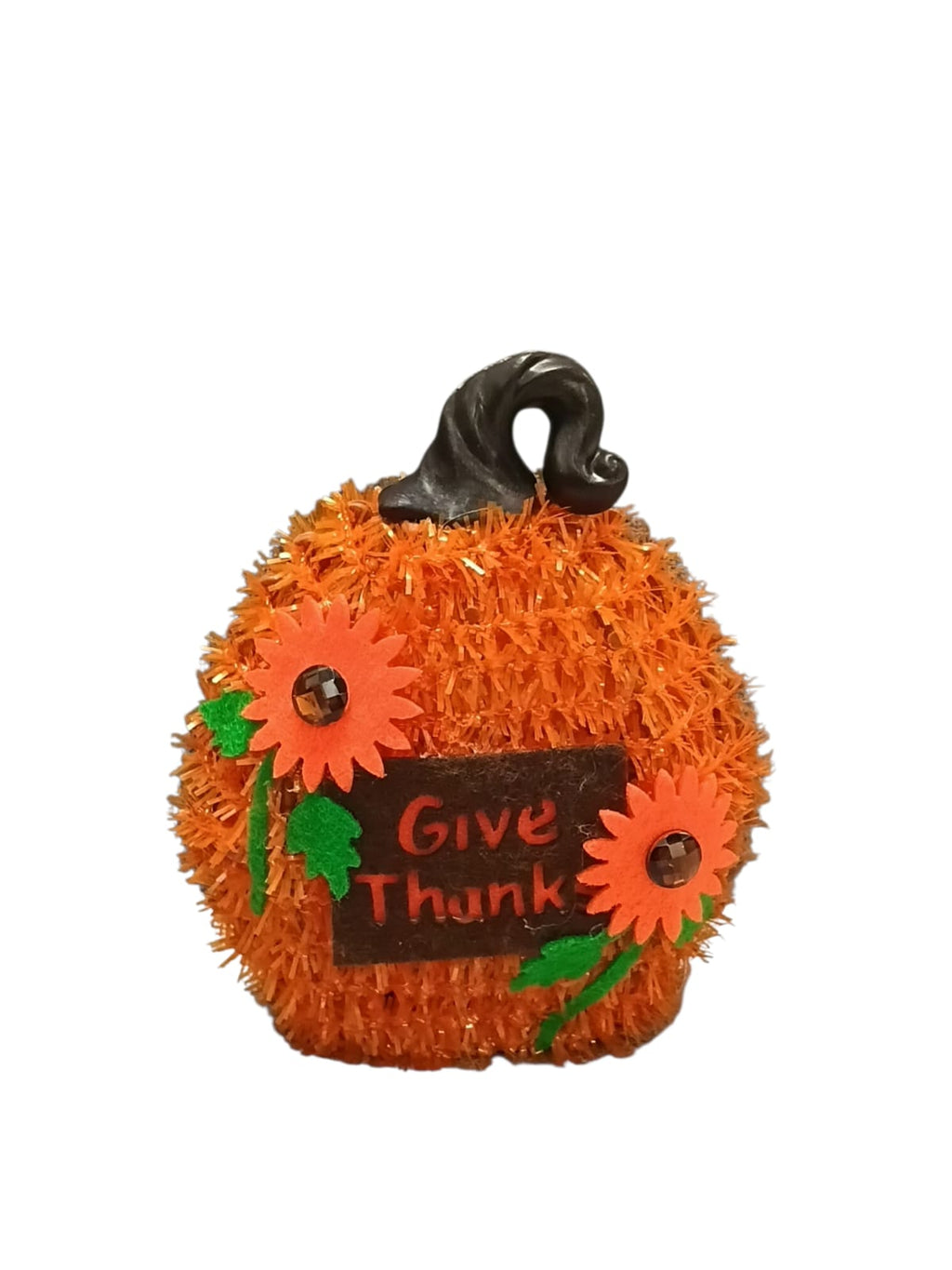 Otoño - Tinsel 3D Pumpkin | 2 Styles 4" x 5"