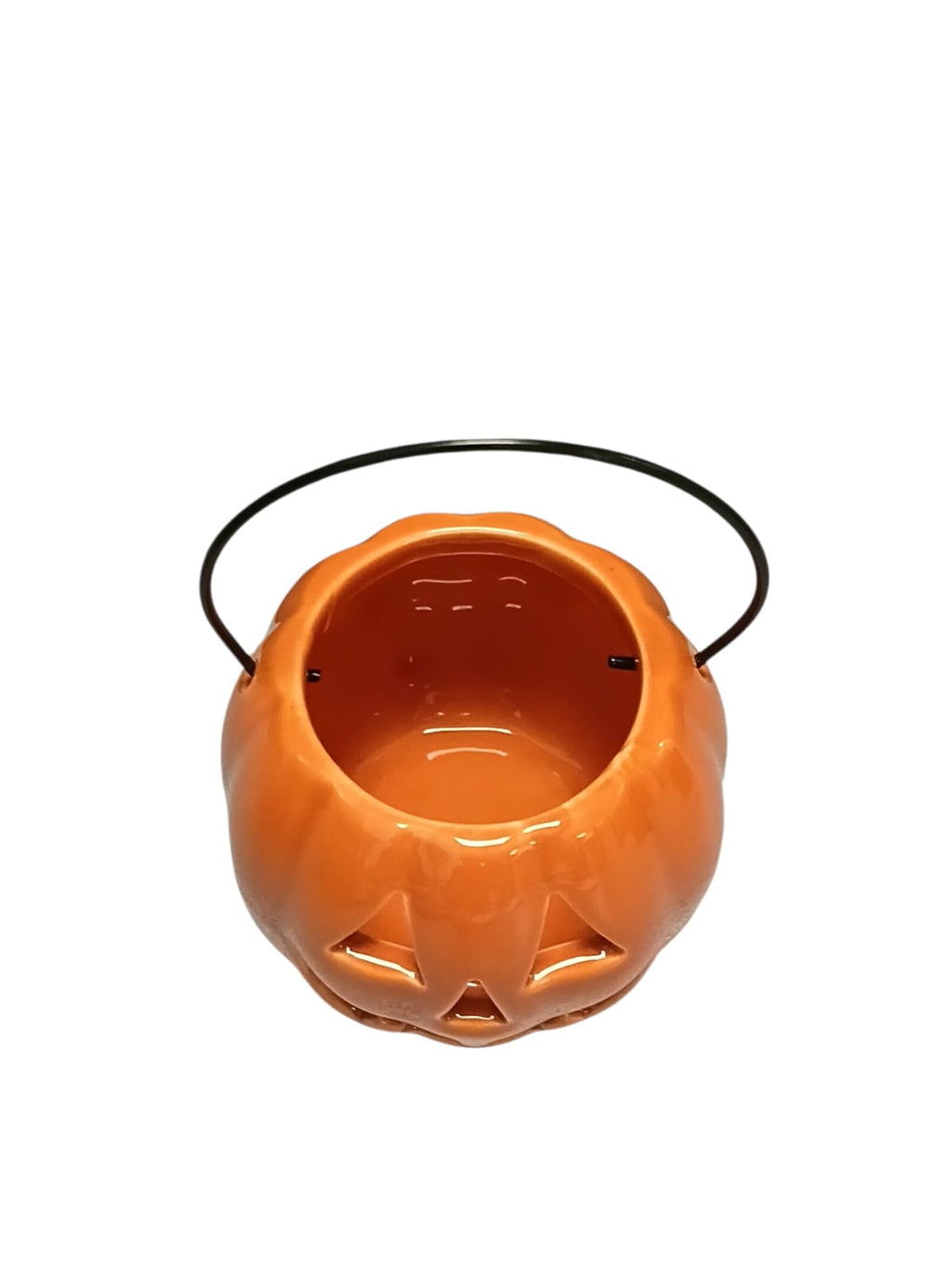 Halloween - Pumpkin Ceramic Candle Holder | Black & Orange