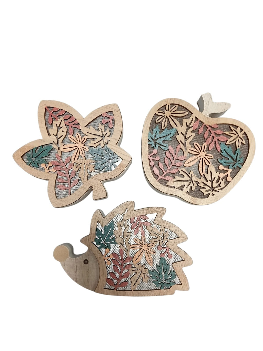 Otoño - Light Up Wooden Décor | Manzana, Erizo & Hoja
