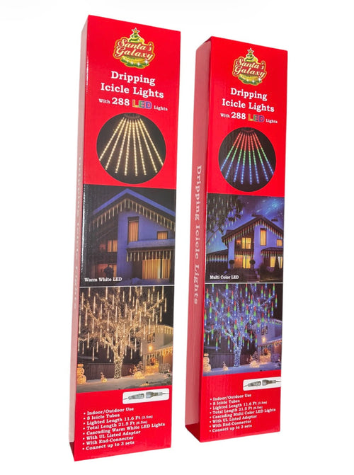Luces Navideñas | Icicle Lights LED | 288 Luces, Warm White & Multi Color