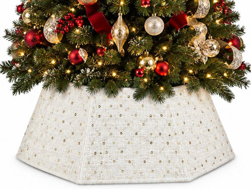 3D Satin Tree Collar 20" | Blanco & Crema con Lentejuelas