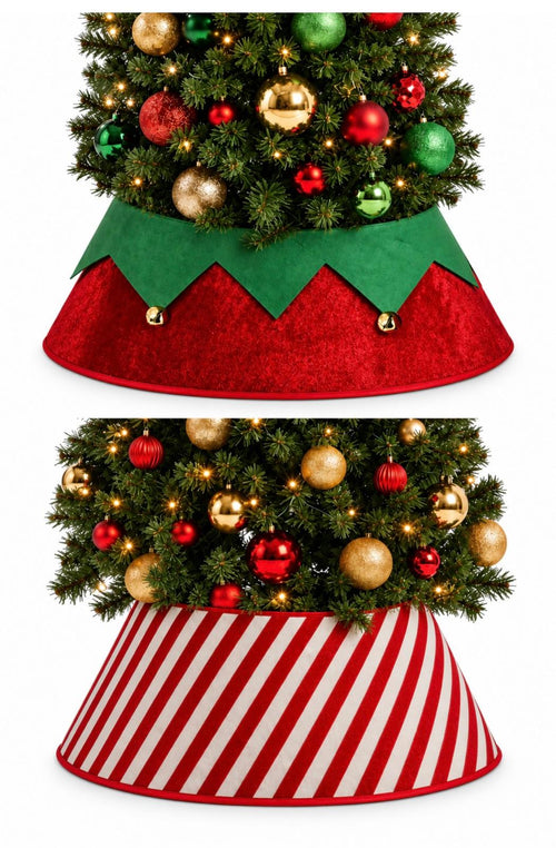 3D Christmas Tree Collar de 22" | Elfo & Candy Cane (Cubierta para Árbol de Navidad)