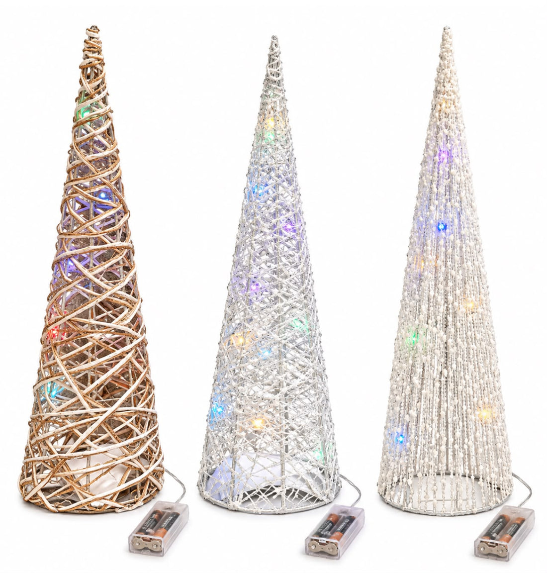 Xmas - Cone Tree w/ Multi Color Lights | 3 Estilos | 19.7" *RECOGIDO EN TIENDA*