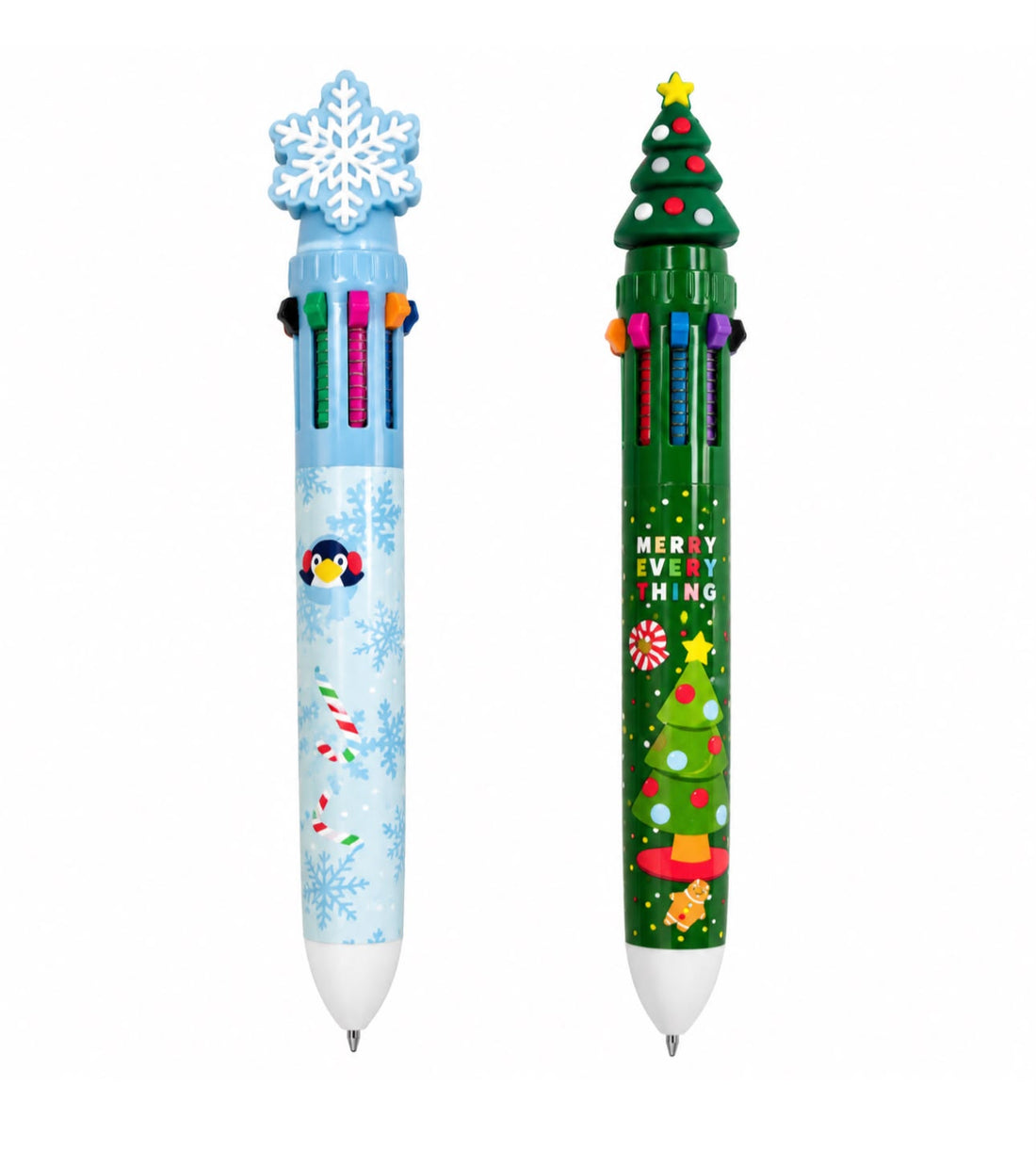 Christmas 10-Color Multicolor Ink Pens | Tree & Snowflake Designs