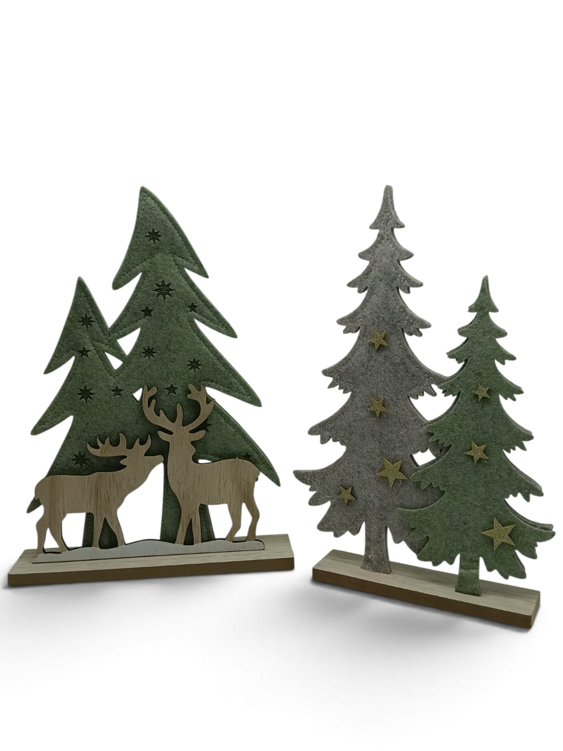 Christmas Padded Tree & Reindeer Wooden Decor – 2 Styles