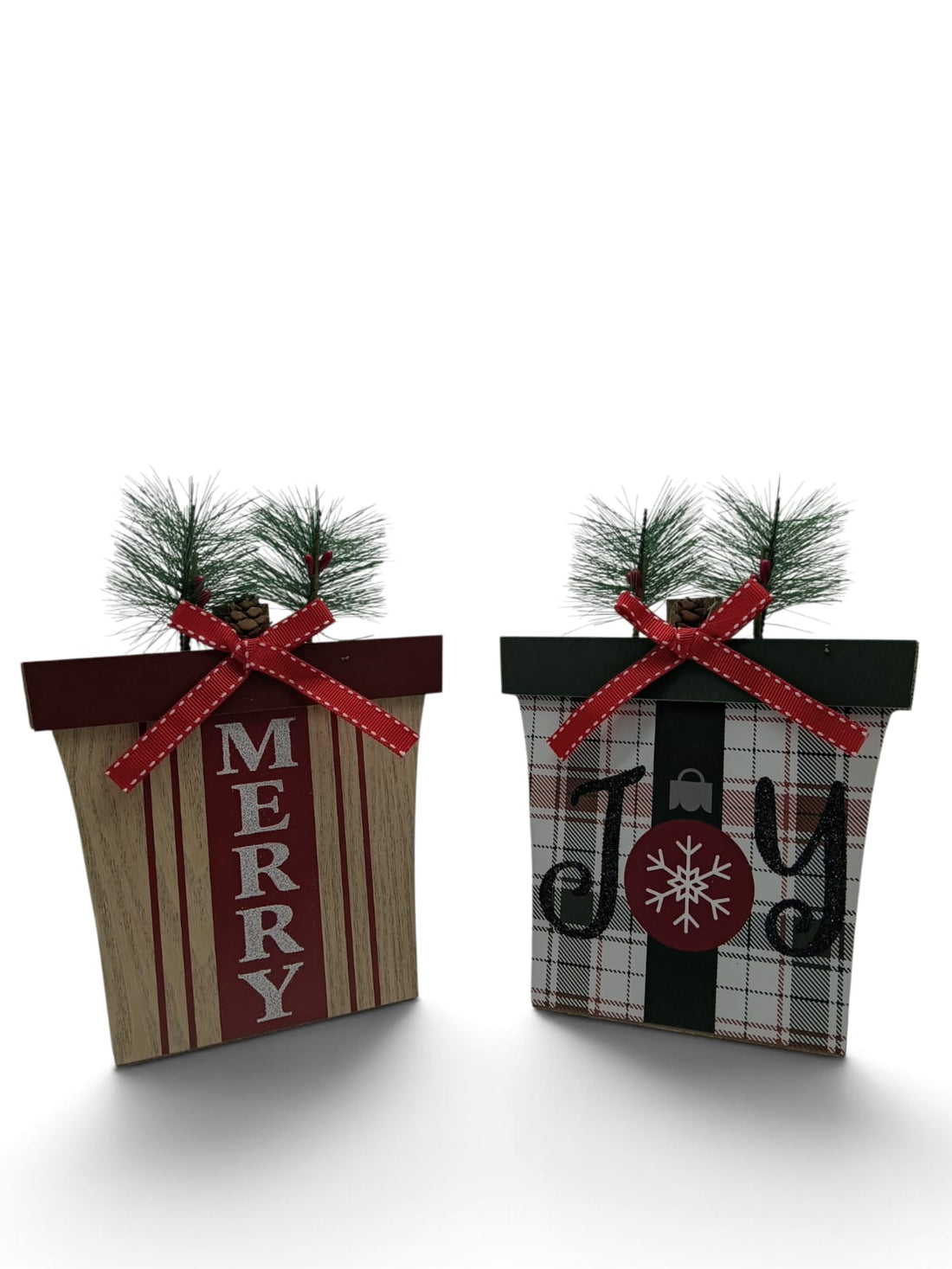 Xmas Wooden Gift Decor 7" | Merry & Joy