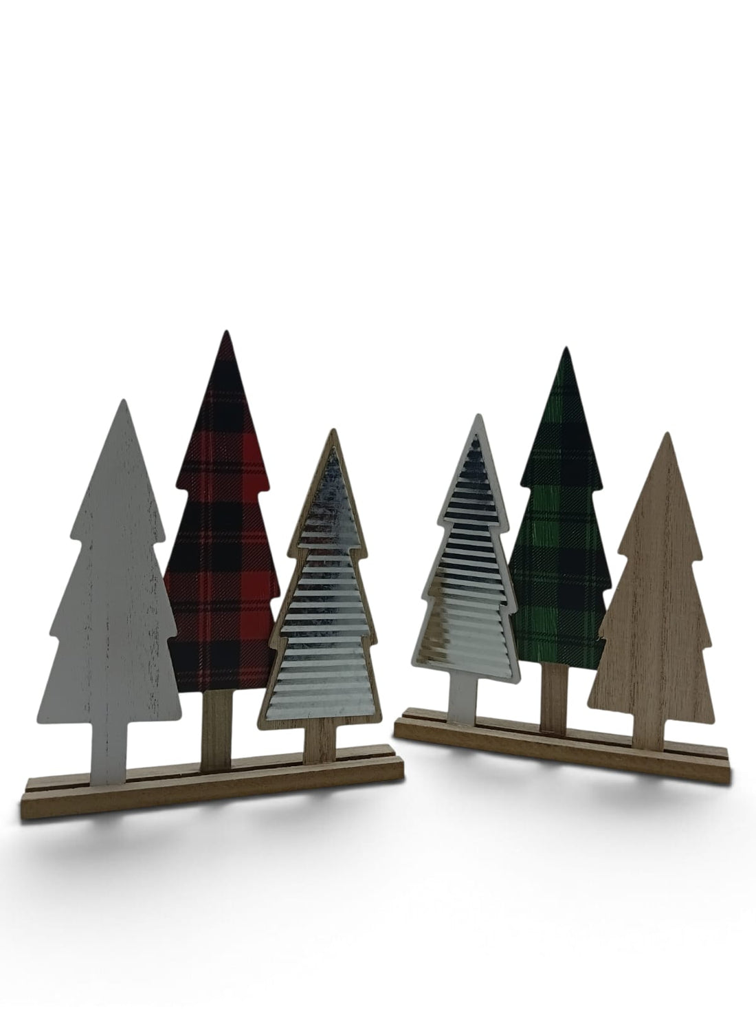 Xmas Wooden & Aluminum Tree Decor 9" x 7.2" | 2 Styles