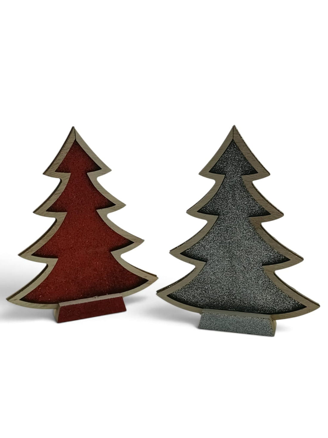 Xmas Wooden Tree Decor 6.6" x 5.5" | Red & Green