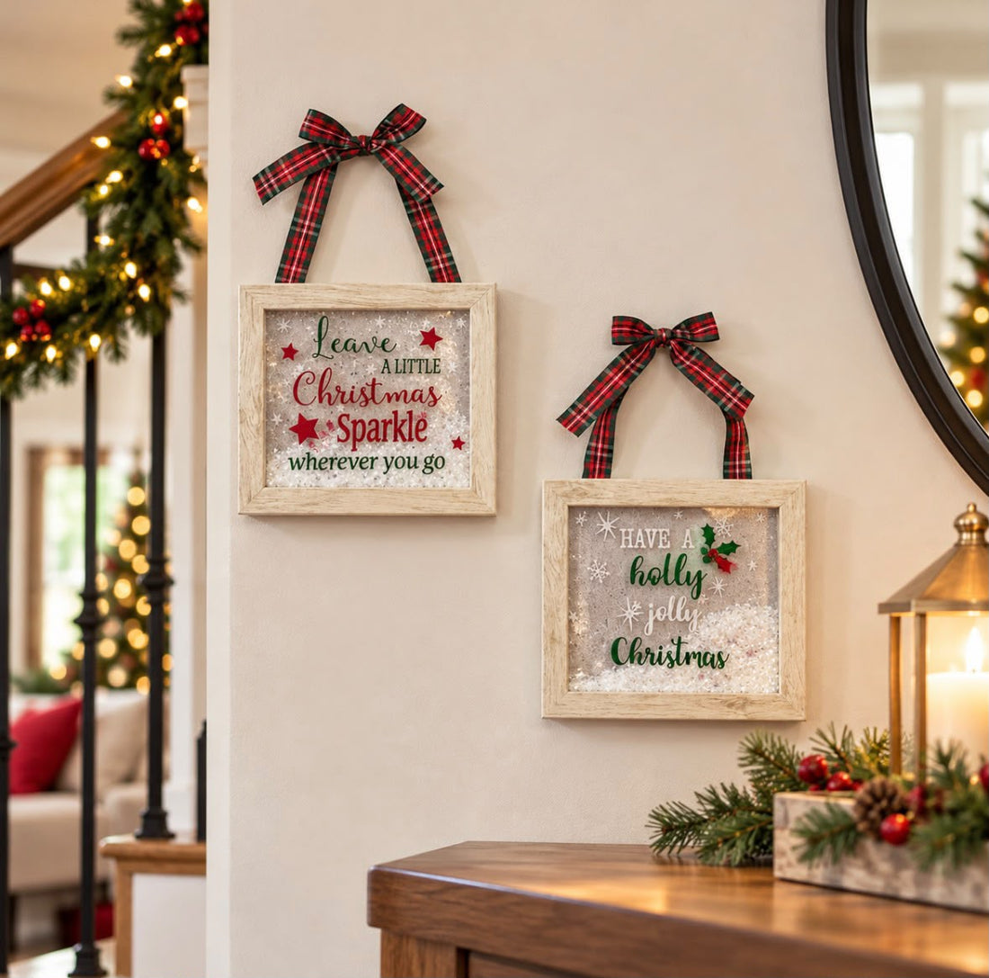 Christmas Glitter Frame Hanging Decor | 2 Styles | 5.9" x 5.1