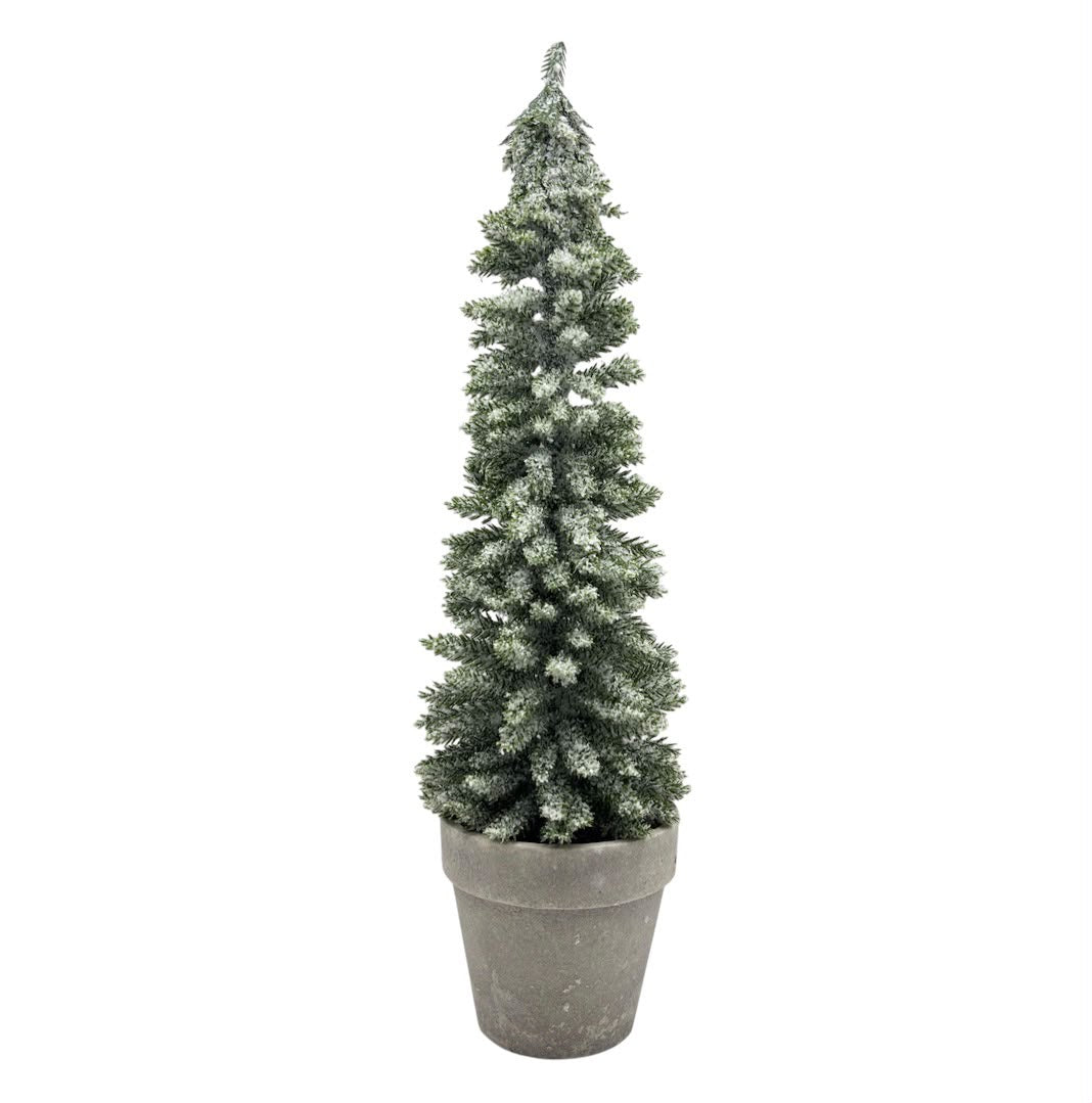 Frosted Artificial Christmas Tree with Gray Pot Base | 16.9"