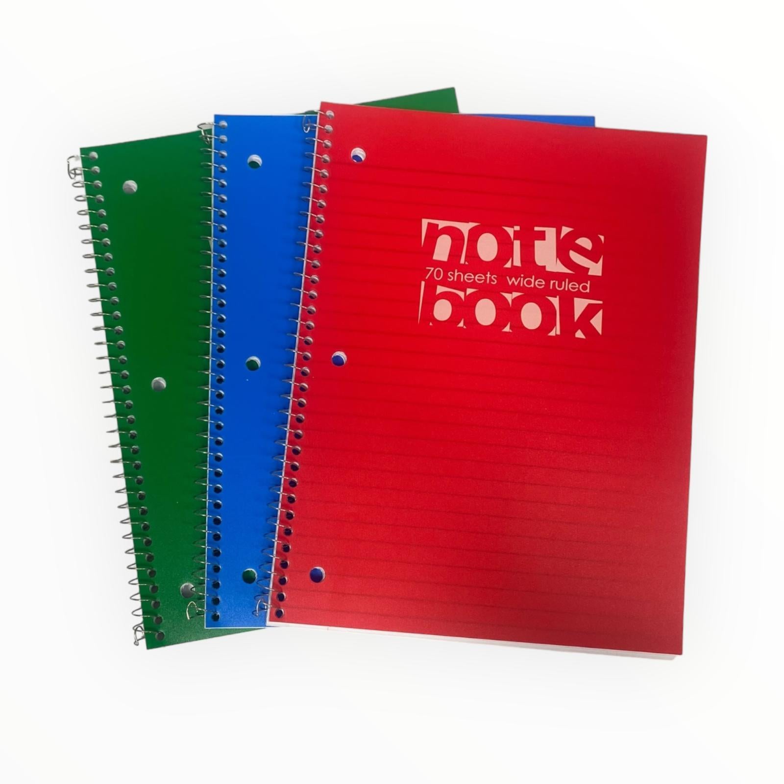Libretas Grandes de Argolla - Carpeta Blanda (70 páginas / Wide Ruled)