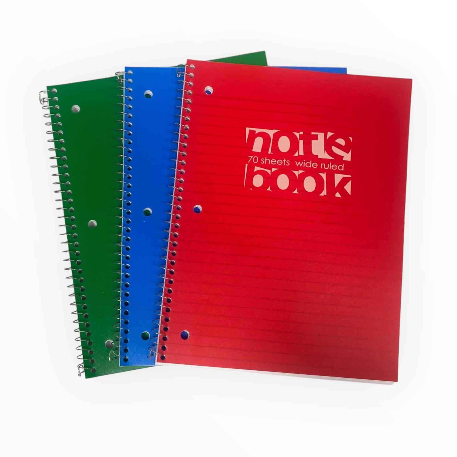 Libretas Grandes de Argolla - Carpeta Blanda (70 páginas / Wide Ruled)