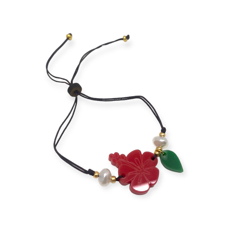 Puerto Rican Crafts - Poppy Bracelet / Black Cord *One Size*