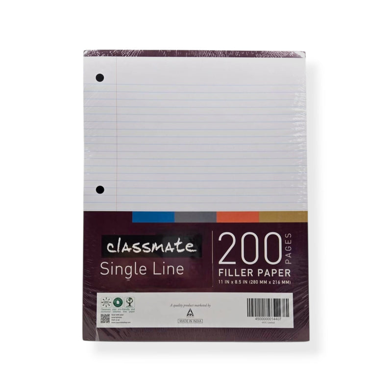 Classmate - Paquete de Papel Argolla / 200 Páginas (Single Line)