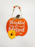 Otoño - Decoración de Pared, Placa de Calabaza con Girasol (2 colores a escoger)