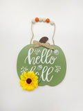 Otoño - Decoración de Pared, Placa de Calabaza con Girasol (2 colores a escoger)