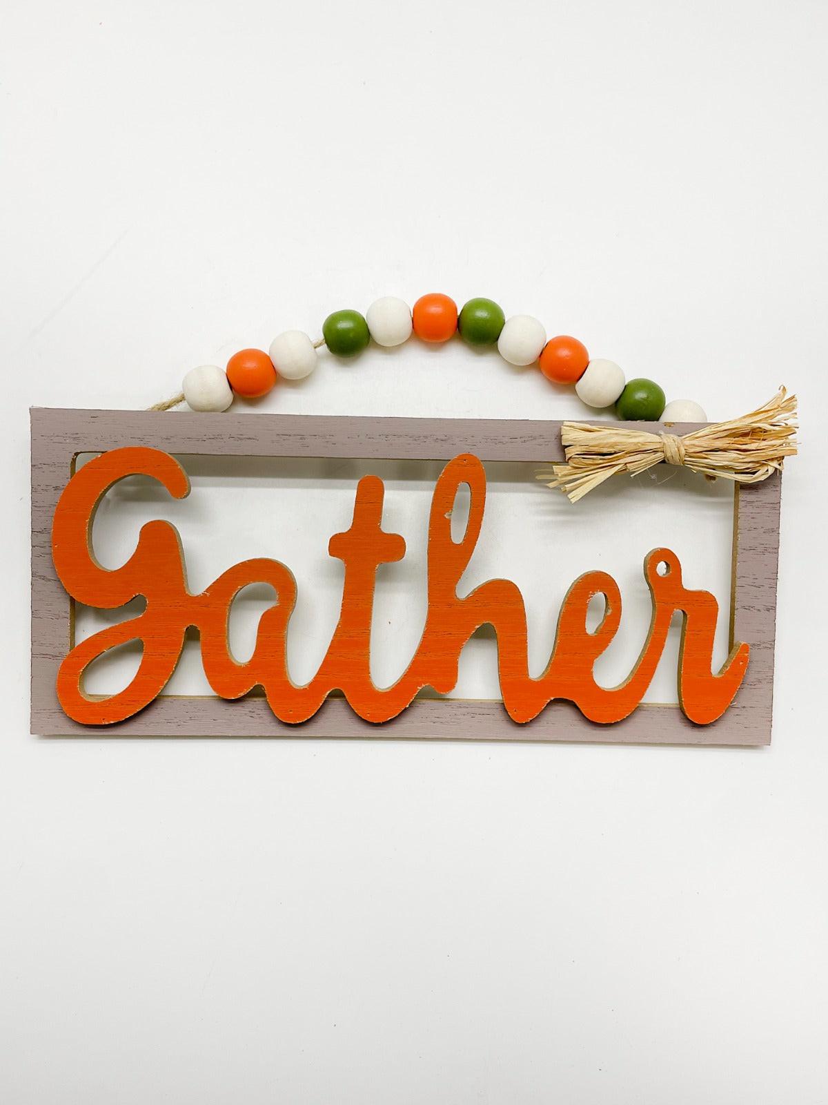 Otoño - Decoración de Pared, Placa con Cuerda en Perlas