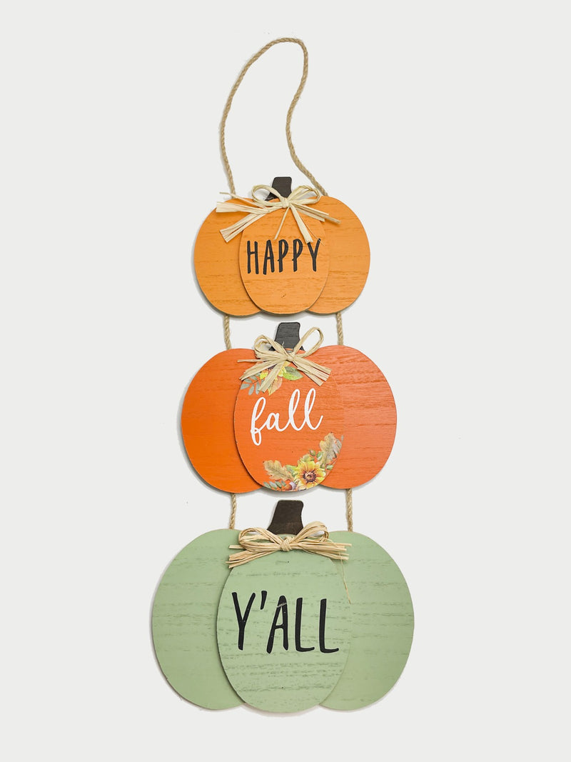 Otoño - Decoración de Pared, Placa de Calabazas en Vertical (2 estilos a escoger)