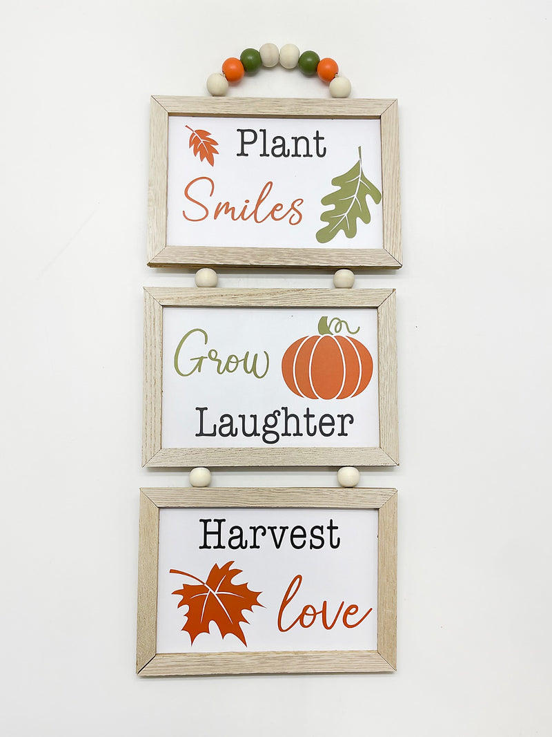 Otoño - Decoración de Pared, Placa de 3 Niveles con Perlas (2 estilos a escoger)