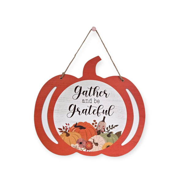 Otoño - Placa Decorativa para Pared, Calabazas con Mensajes (2 estilos a escoger)