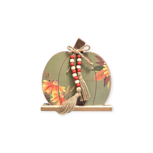 Otoño - Decoración de Mesa en Madera, Calabazas con Borlas (2 estilos a escoger)