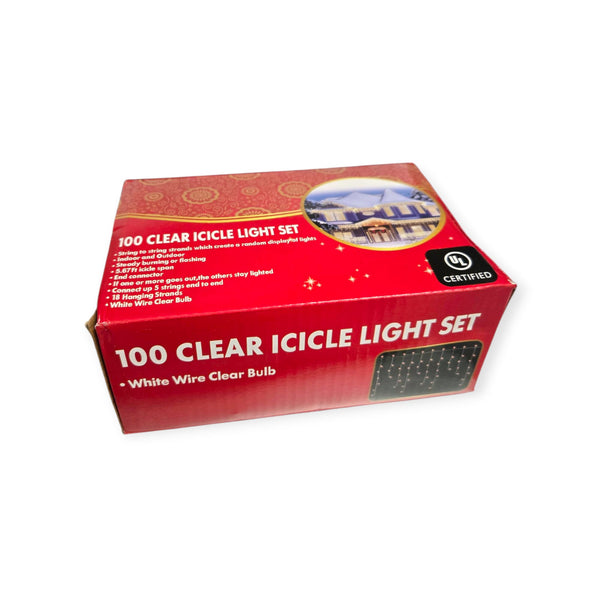 100 Icicle Light Set - Strings (Multi & Clear)