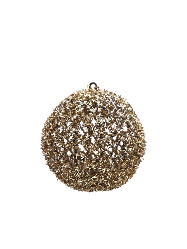 Navidad - Ornamentos Circulares de Tinsel y Brillo (3 colores a escoger)