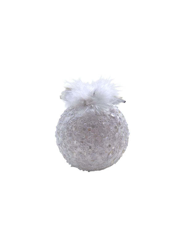 Navidad - Ornamentos Blancos con Lentejuelas (3 estilos a escoger)