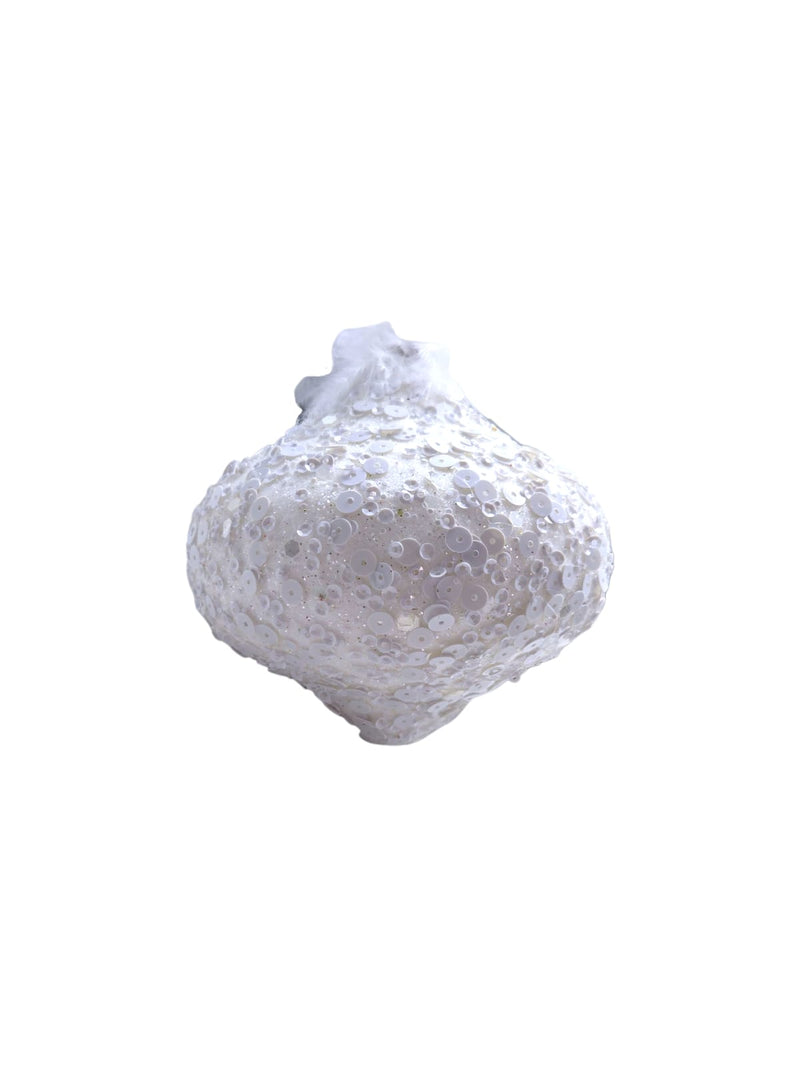 Navidad - Ornamentos Blancos con Lentejuelas (3 estilos a escoger)