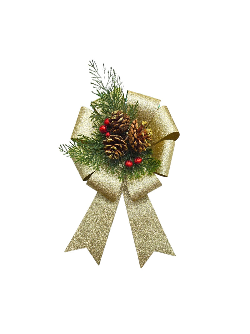 Navidad - Lazo Redondo Decorativo con Brillo (3 colores a escoger)