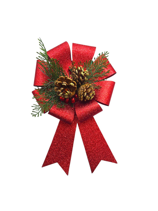 Navidad - Lazo Redondo Decorativo con Brillo (3 colores a escoger)