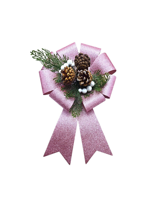 Navidad - Lazo Redondo Decorativo con Brillo (3 colores a escoger)
