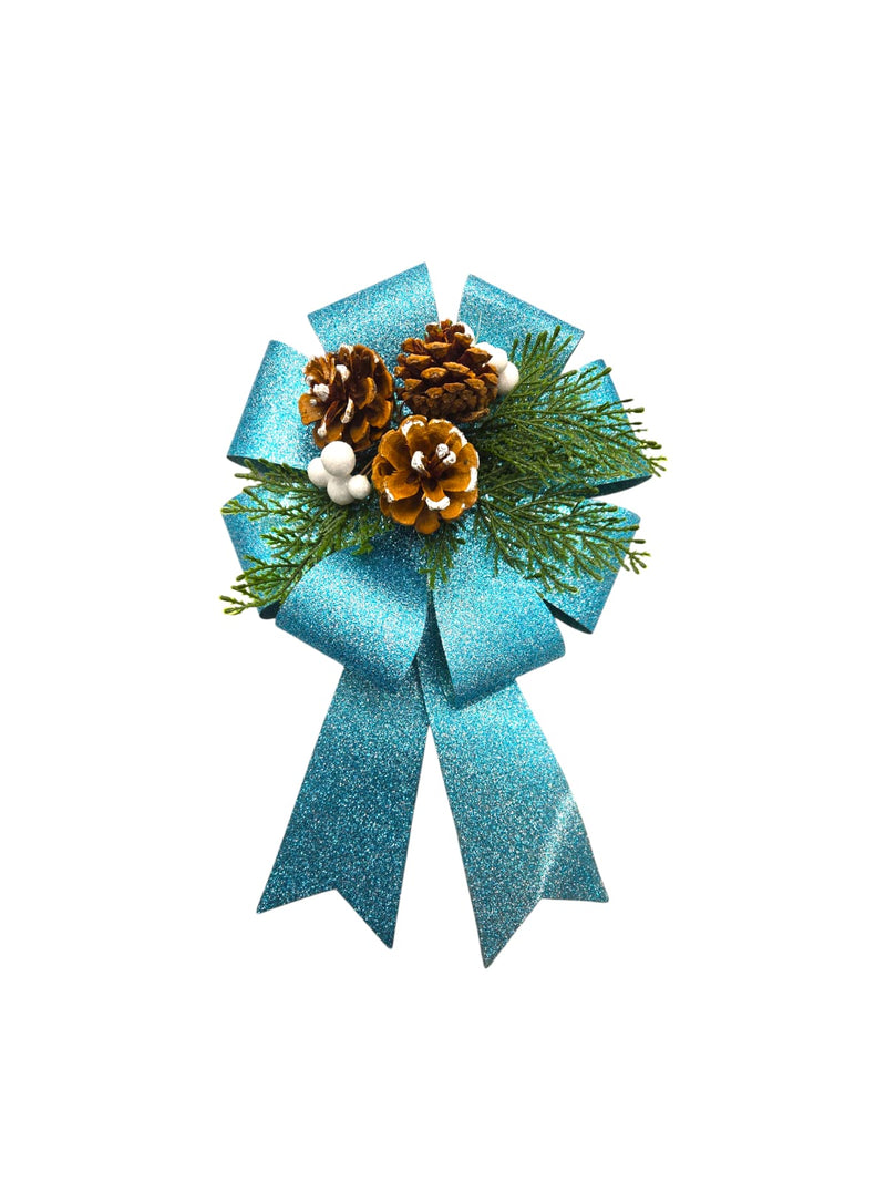Navidad - Lazo Redondo Decorativo con Brillo (3 colores a escoger)