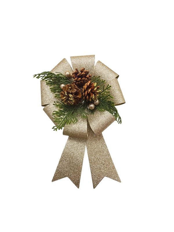 Navidad - Lazo Redondo Decorativo con Brillo (3 colores a escoger)