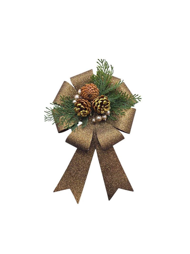 Navidad - Lazo Redondo Decorativo con Brillo (3 colores a escoger)