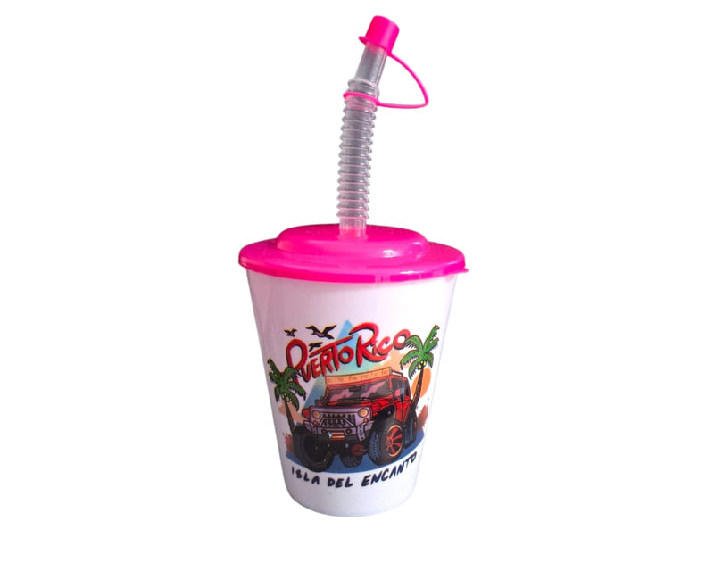 Souvenirs de Puerto Rico - Vasos con Tapa y Sorbeto (Variedad)