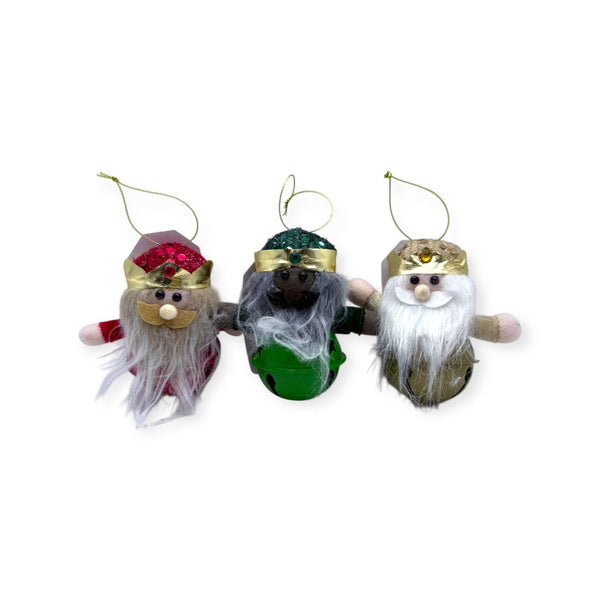 Navidad - Coordinado de Tres Reyes Magos Mini Ornamento con Campana 5''