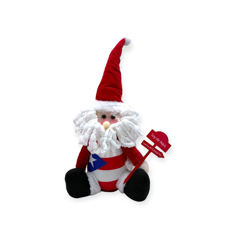 Navidad Boricua - Santa Claus Sentado con Mensaje ''Soy de Aqui, como el Coqui-to''