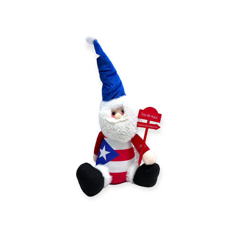 Navidad Boricua - Santa Claus Sentado con Mensaje ''Soy de Aqui, como el Coqui-to''
